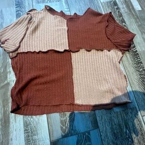 SHEIN Two-Tone Ribbed Knit Skirt